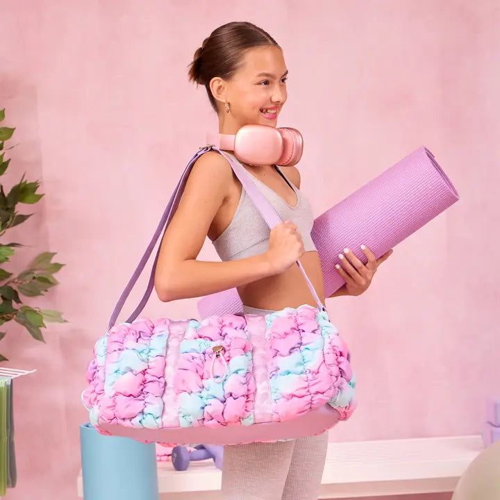 QUILTED SCRUNCHIES OMBRE LG BARRELL DUFFLE