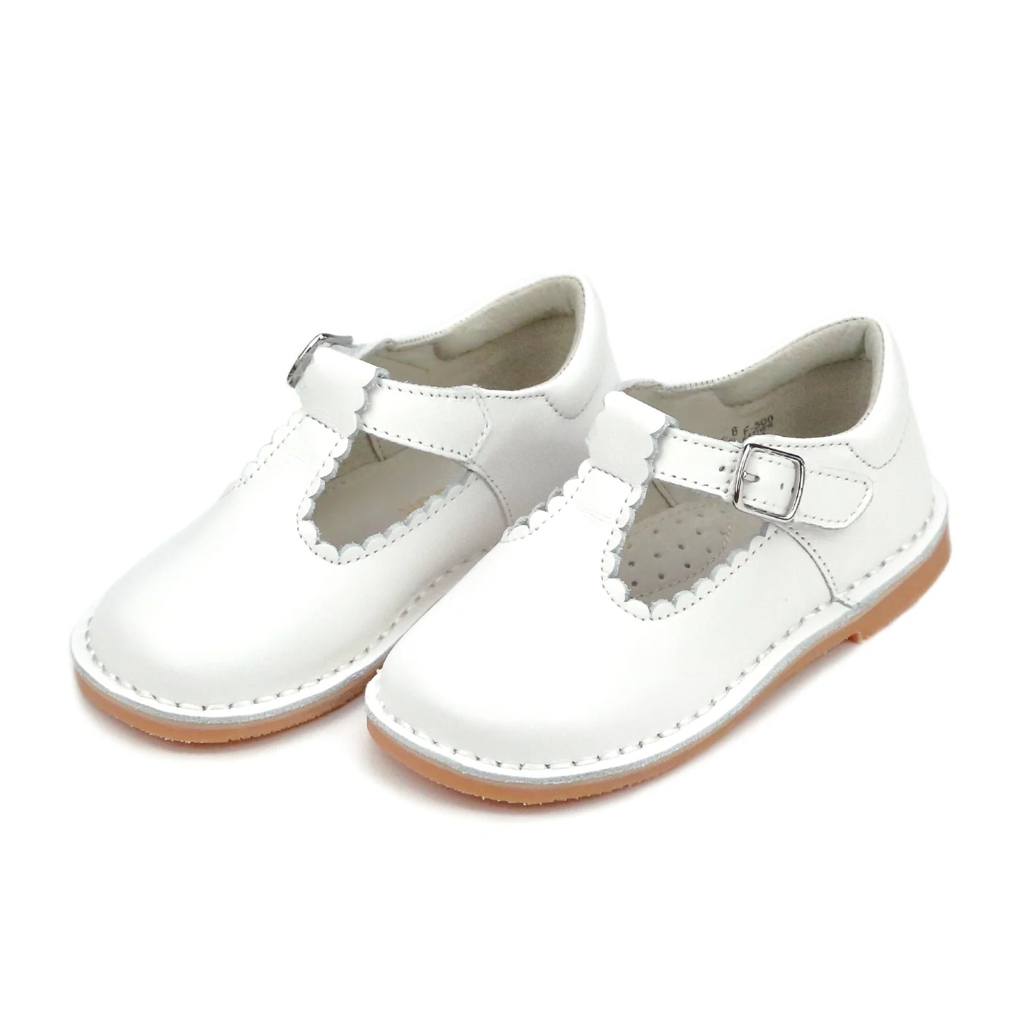 LAMOUR SELINA SCALLOPED T-STRAP-WHITE
