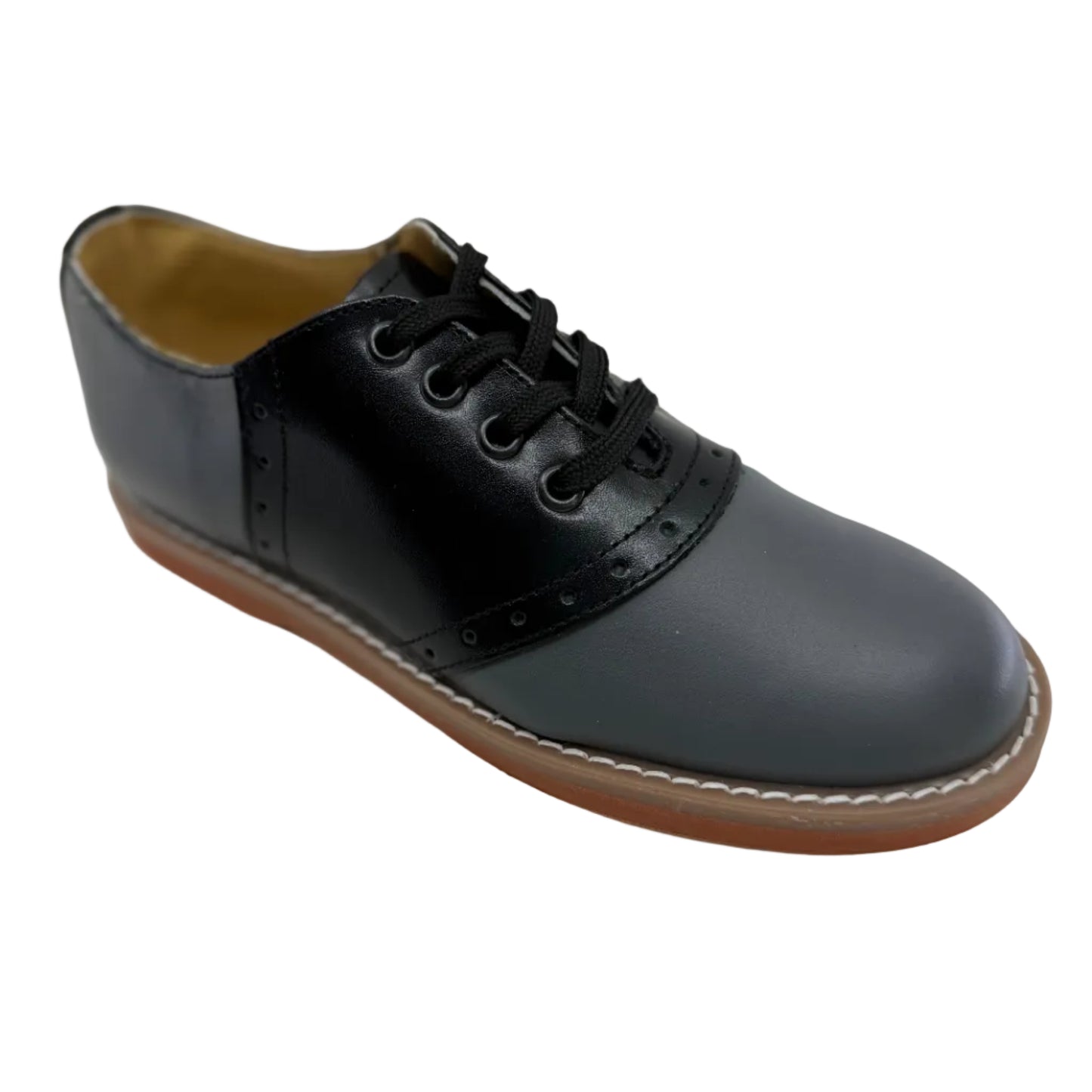 BOND LADIES LEATHER SADDLE OXFORD-GRAY/BLACK