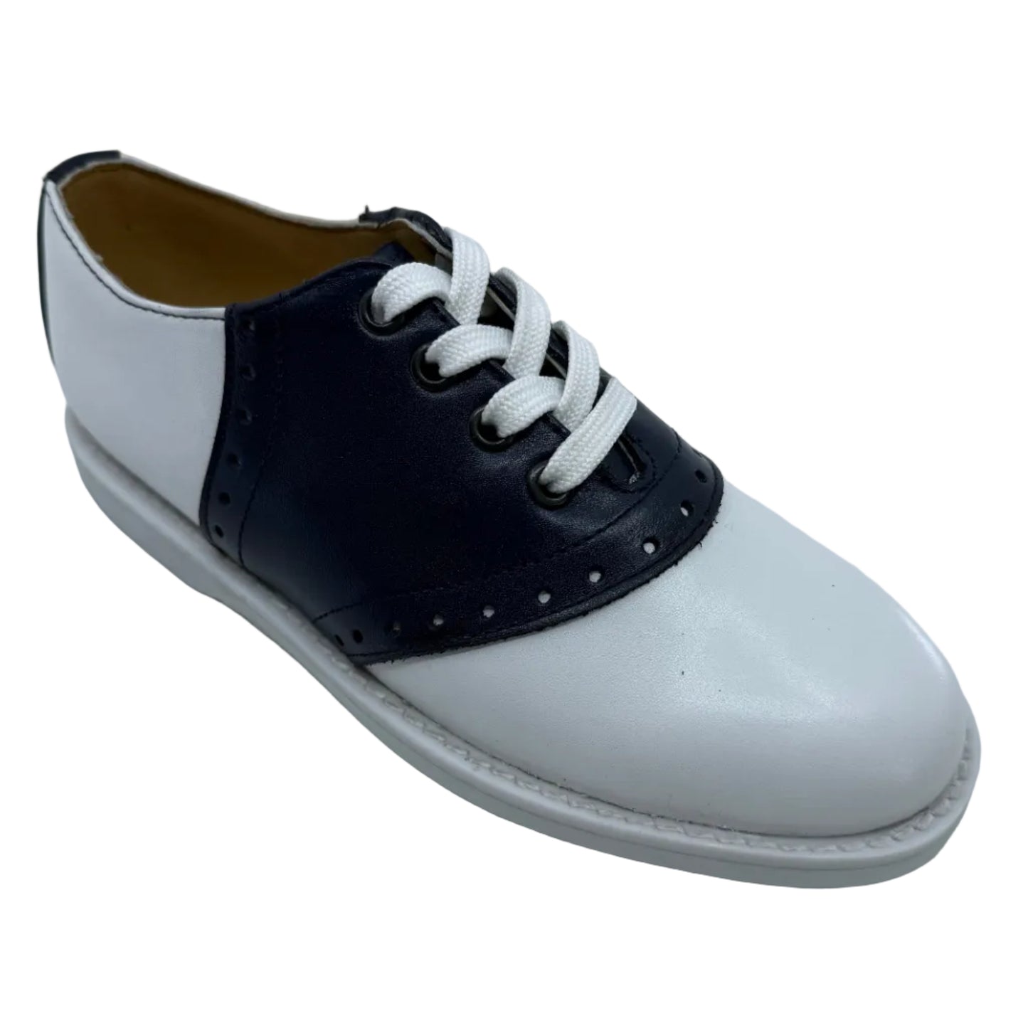 BOND LADIES LEATHER SADDLE OXFORD-WHITE & NAVY