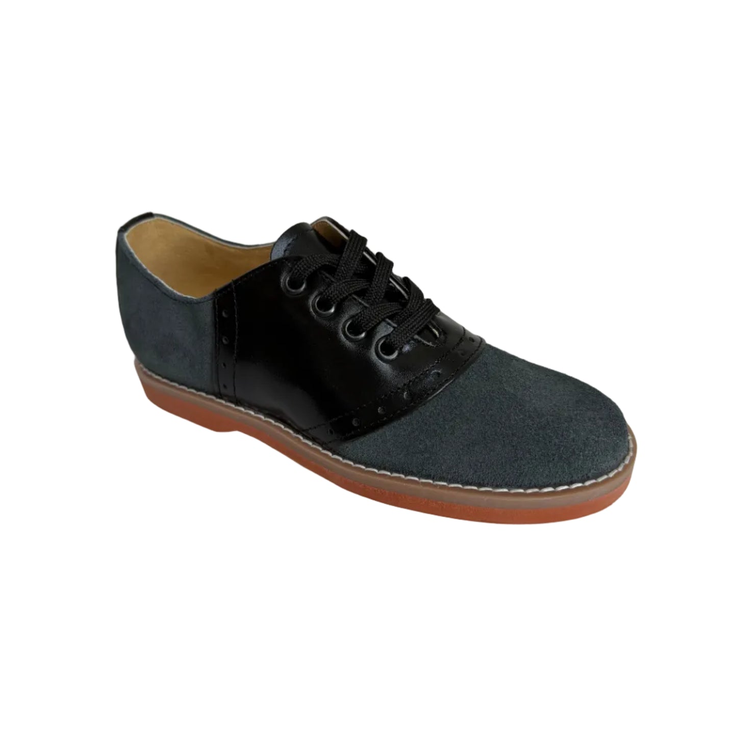 BOND BIG GIRLS SUEDE SADDLE OXFORD- GREY & BLACK