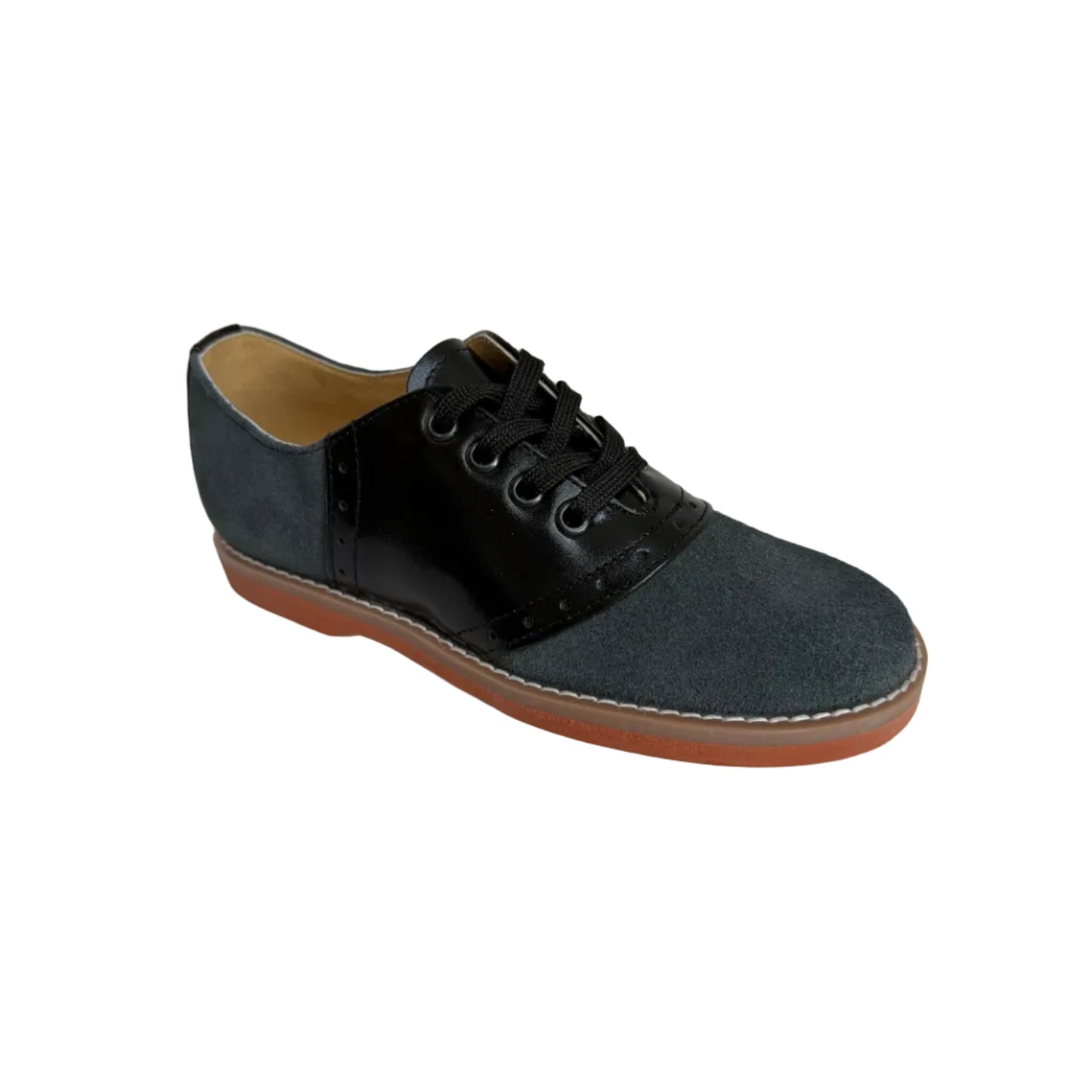 BOND LADIES SUEDE SADDLE OXFORDS-GRAY & BLACK