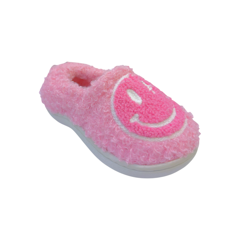 SMILEY FACE SLIPPERS - LIGHT PINK
