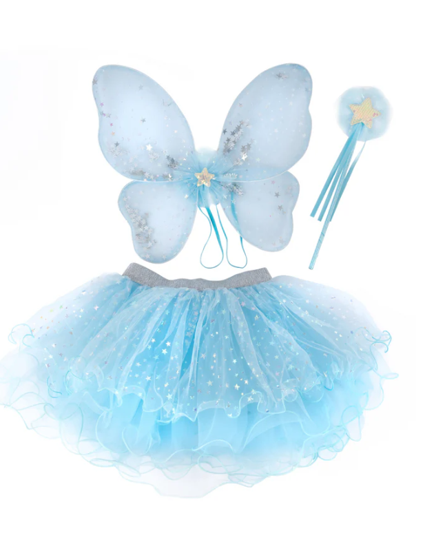 GREAT PRETENDERS IRRIDESCENT CELESTRIAL FAIRY WINGS, TUTU & WAND SZ 4-6