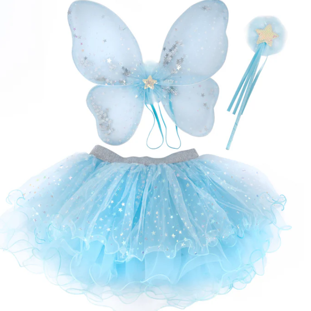 GREAT PRETENDERS IRRIDESCENT CELESTRIAL FAIRY WINGS, TUTU & WAND SZ 4-6