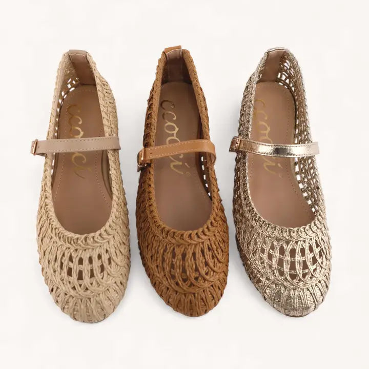 WOMENS SUSAN WOVEN FLAT-GOLD