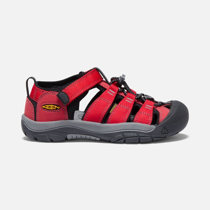 The supportive Keen Newport H2 sandal can take anything a kid can dish out. An adjustable hook-and-loop strap lets kids put them on themselves, and quick-drying webbing is perfect in and out of the water. Hook and loop strap over instep PFC-Free materials Secure fit lace capture system All KEEN water sandals are machine washable. Use a small amount of detergent, wash on gentle cycle and air dry.