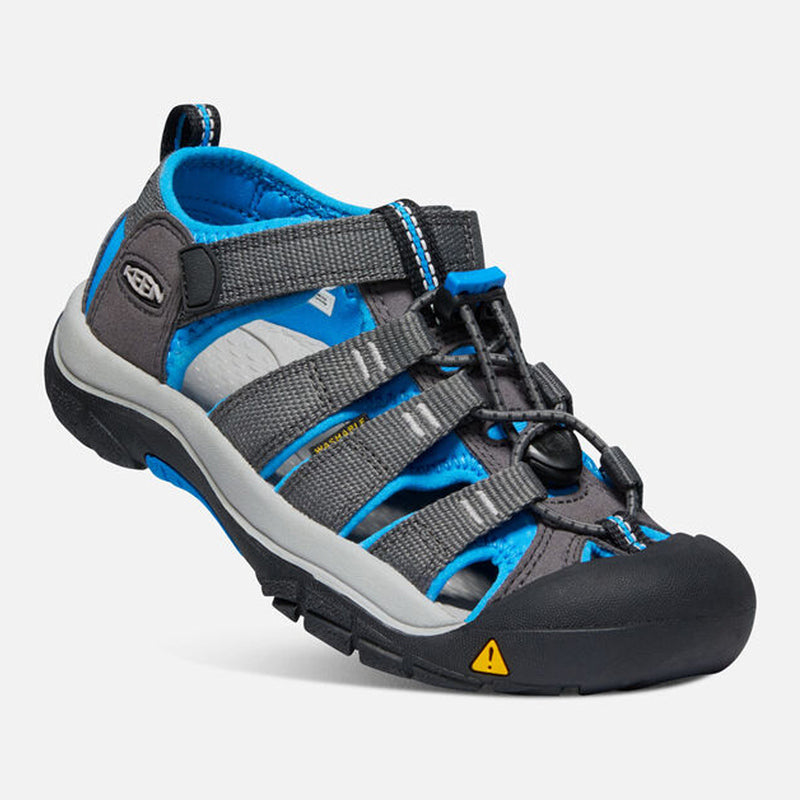The supportive Keen Newport H2 sandal can take anything a kid can dish out. An adjustable hook-and-loop strap lets kids put them on themselves, and quick-drying webbing is perfect in and out of the water. Hook and loop strap over instep PFC-Free materials Secure fit lace capture system All KEEN water sandals are machine washable. Use a small amount of detergent, wash on gentle cycle and air dry.