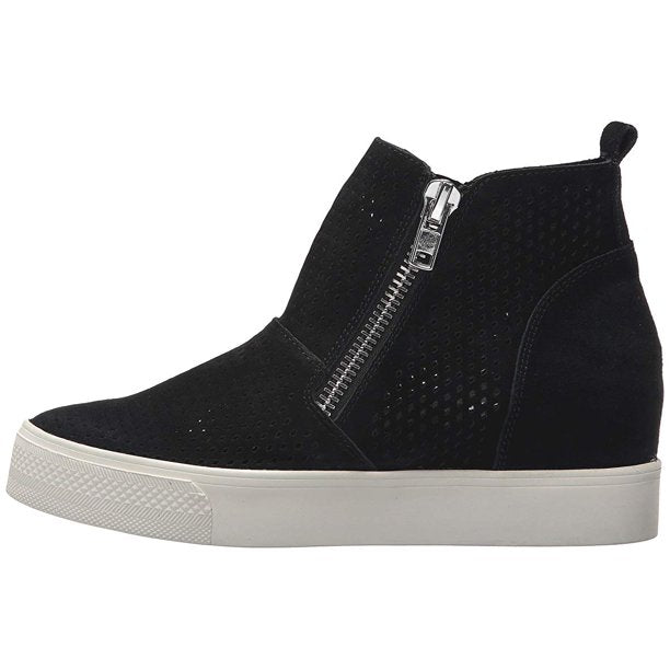 100% Suede Rubber sole Shaft measures approximately 5" from arch Platform measures approximately 1 inches Boot opening measures approximately 8.75" around 2.75 inch hidden wedge Functional inside and outside zippers