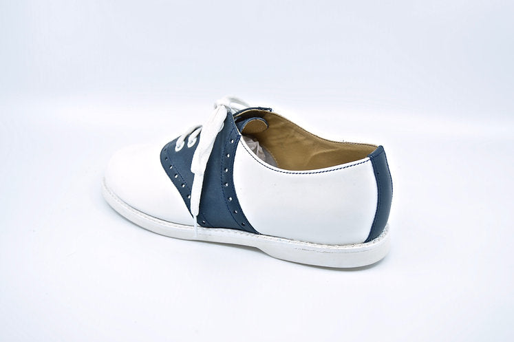 KESCO WHITE/NAVY SADDLE OXFORD- GIRLS