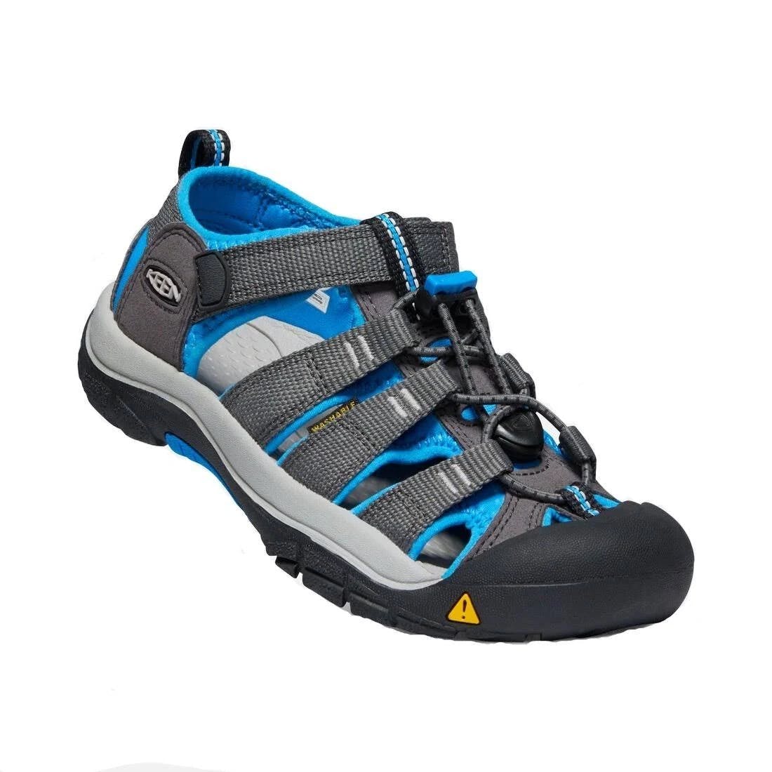 The supportive Keen Newport H2 sandal can take anything a kid can dish out. An adjustable hook-and-loop strap lets kids put them on themselves, and quick-drying webbing is perfect in and out of the water. Hook and loop strap over instep PFC-Free materials Secure fit lace capture system All KEEN water sandals are machine washable. Use a small amount of detergent, wash on gentle cycle and air dry.
