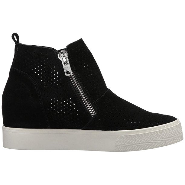 100% Suede Rubber sole Shaft measures approximately 5" from arch Platform measures approximately 1 inches Boot opening measures approximately 8.75" around 2.75 inch hidden wedge Functional inside and outside zippers