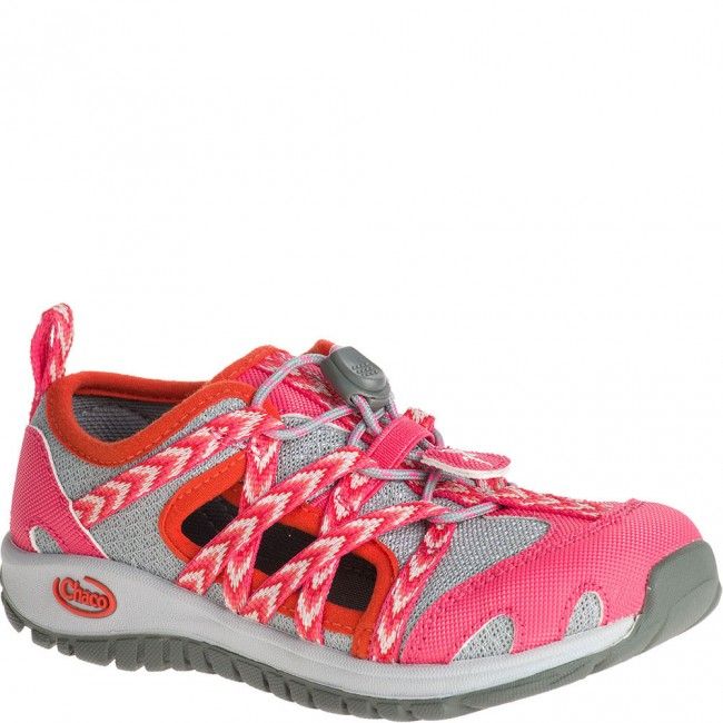 Mesh-lined upper with protective synthetic toe cap provides a comfortable & protective fit Lace keeper & webbing pull tabs for easy on & off Cord lacing with quick lock keeps laces secure & easy to adjust Open sidewall construction for added ventilation & drainage LUVSEAT PU footbed provides comfortable support Barefoot construction with layered PU foam for comfortable barefoot wear Non-marking EcoTread 25% recycled rubber sole provides reliable traction on varied terrain