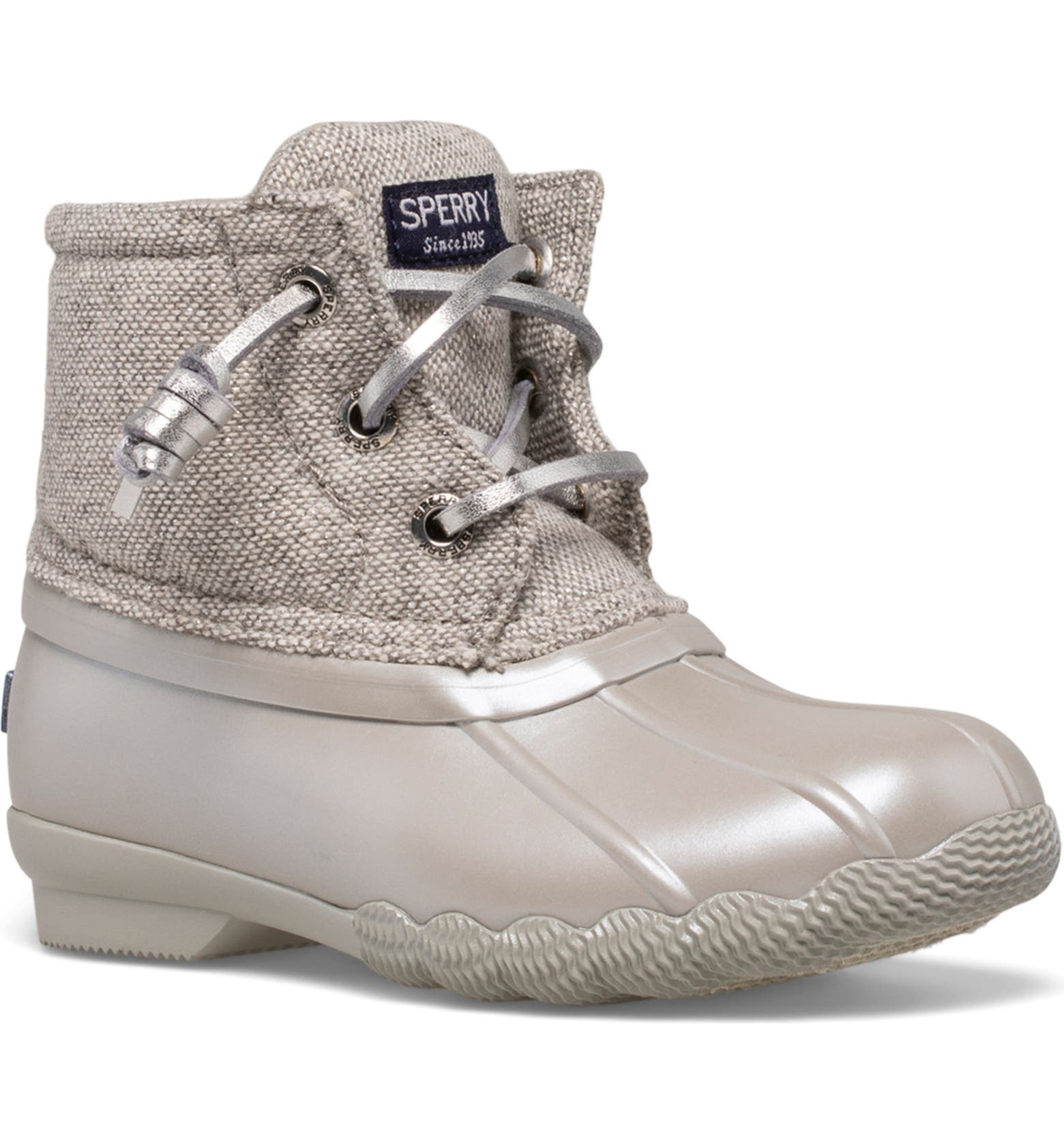 White and clearance grey sperry boots