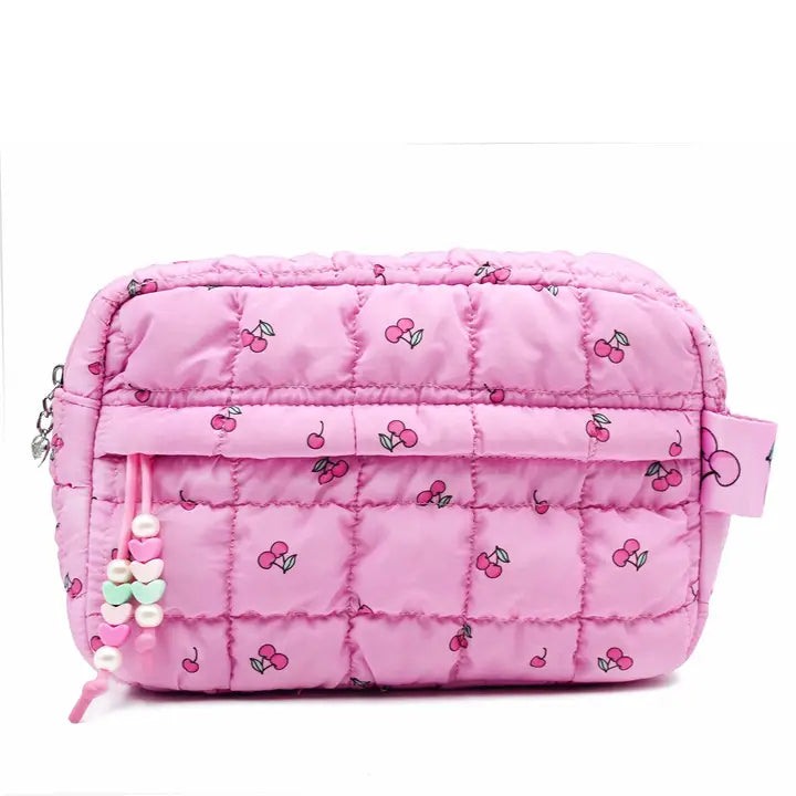 QUILTED SCRUNCHIES CHERRY POUCH