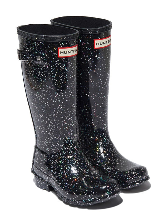 Hunter Boots Original Kids Starcloud Black Glitter Rain Boot