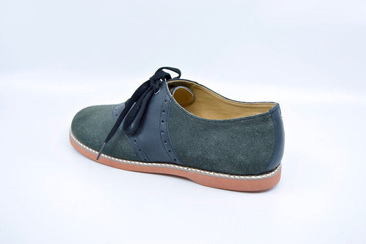 KESCO GRAY/BLACK SUEDE SADDLE OXFORD - GIRLS