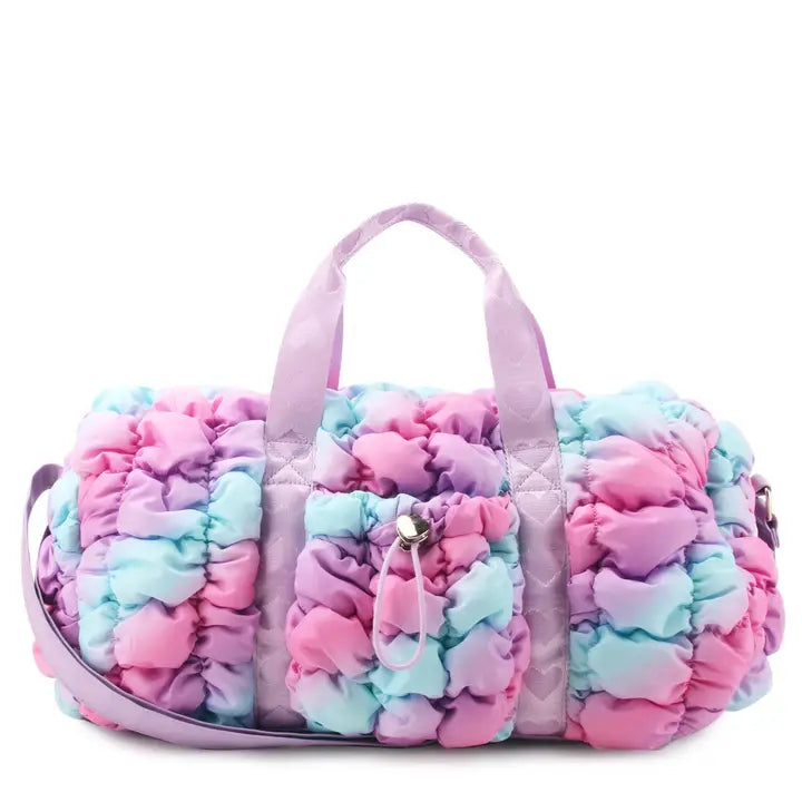 QUILTED SCRUNCHIES OMBRE LG BARRELL DUFFLE