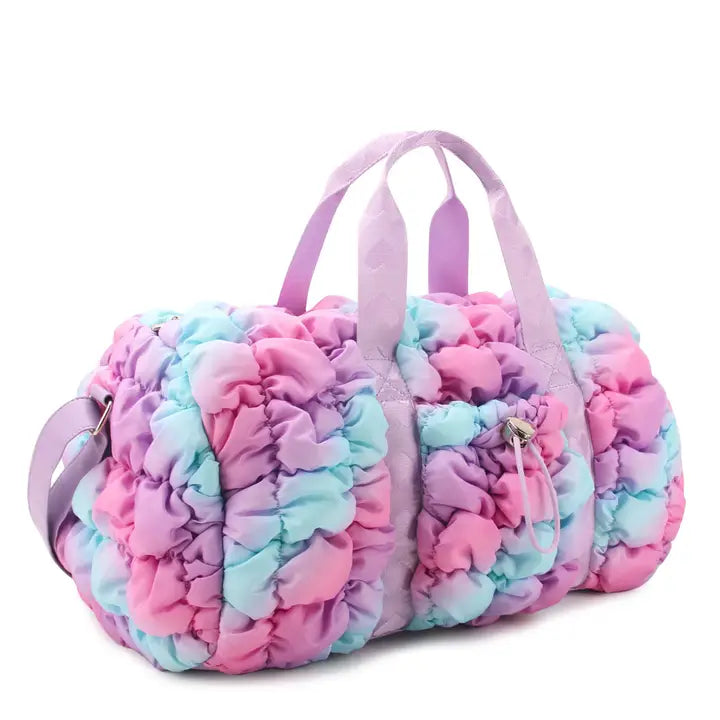 QUILTED SCRUNCHIES OMBRE LG BARRELL DUFFLE