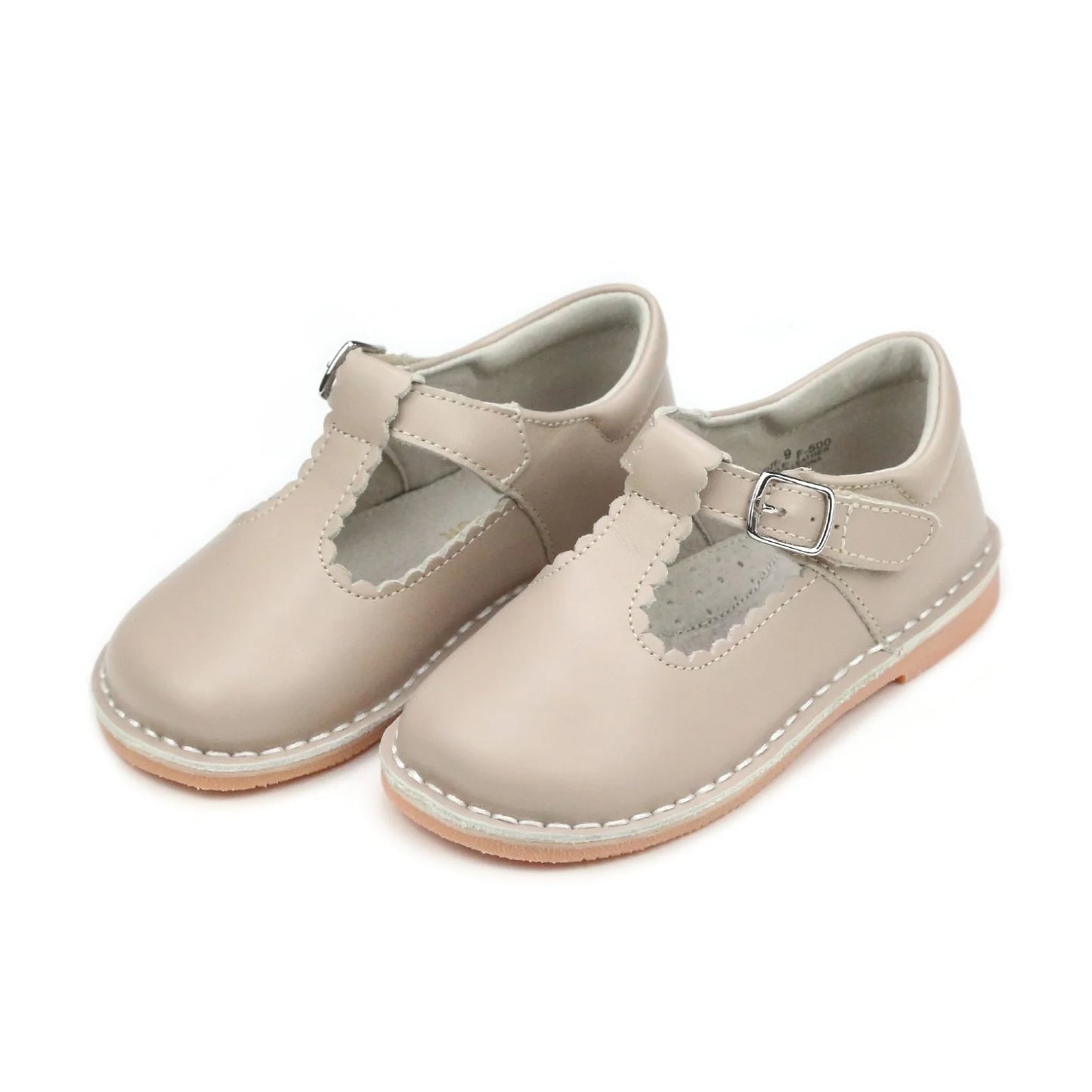 LAMOUR SELINA SCALLOPED T-STRAP- ALMOND