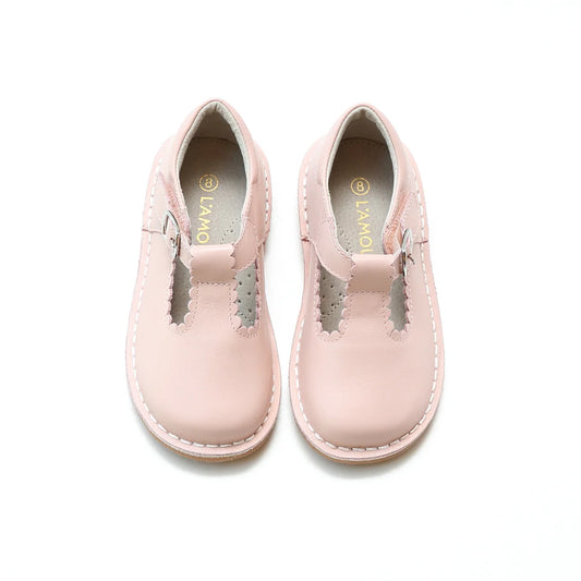 LAMOUR SELINA SCALLOPED T-STRAP-PINK