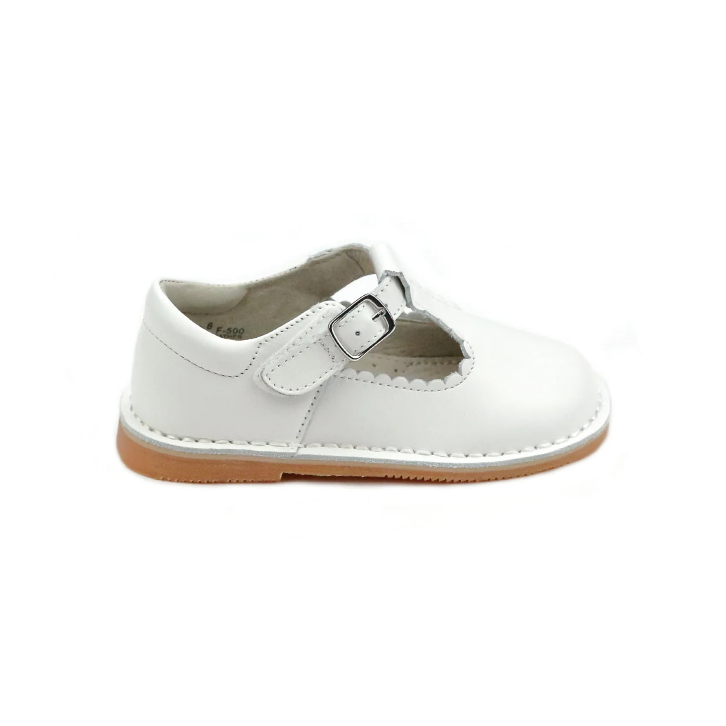 LAMOUR SELINA SCALLOPED T-STRAP-WHITE