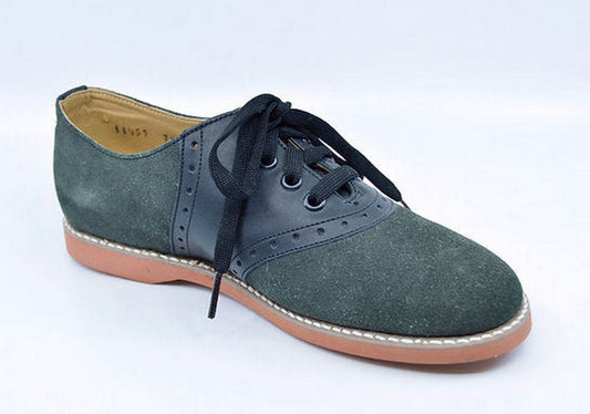 KESCO GRAY/BLACK SUEDE SADDLE OXFORD - GIRLS