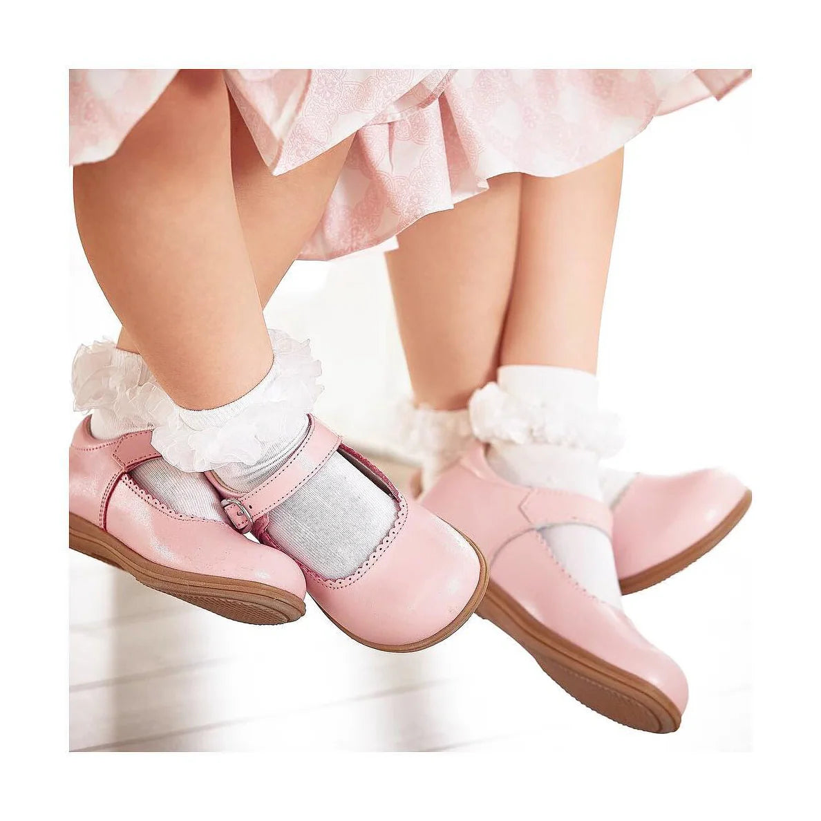 LAMOUR CHLOE CLASSIC SCALLOPED VELCRO MARYJANE-PINK
