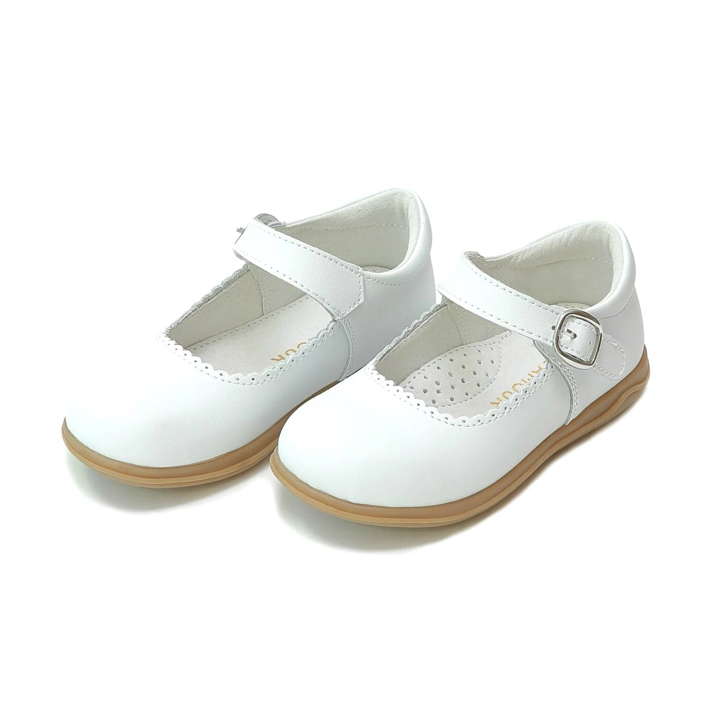 LAMOUR CHLOE CLASSIC SCALLOPED VELCRO MARYJANE-WHITE