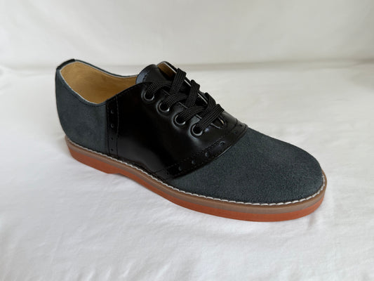 BOND BIG GIRLS GRAY/BLACK SUEDE SADDLE OXFORD