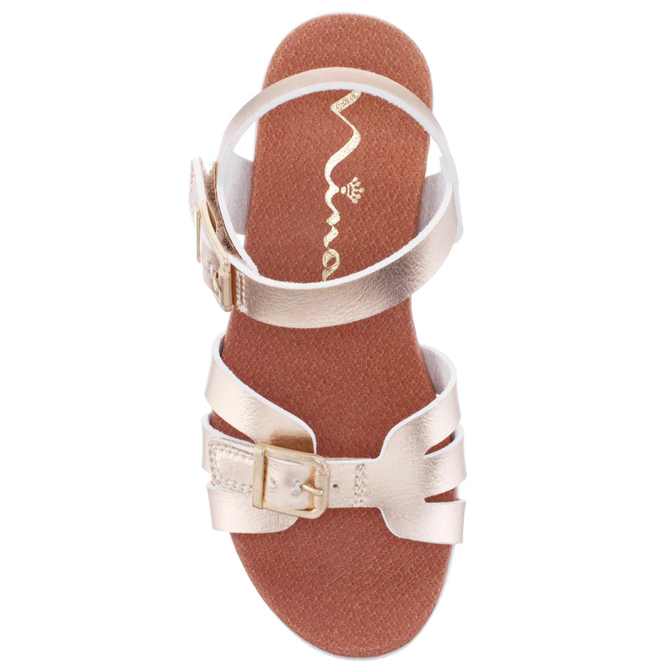 NINA GIRLS LACEY SANDAL-LT. GOLD
