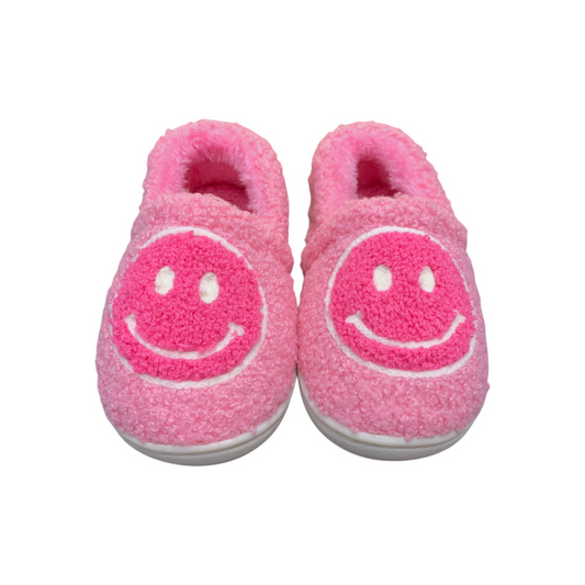 SMILEY FACE SLIPPERS - LIGHT PINK