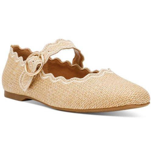 DV MELORA BUCKLE SCALLOPED FLATS-RAFFIA