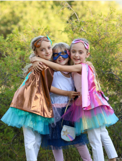 SUPER DUPER TUTU, CAPE & MASK - PINK AND GOLD