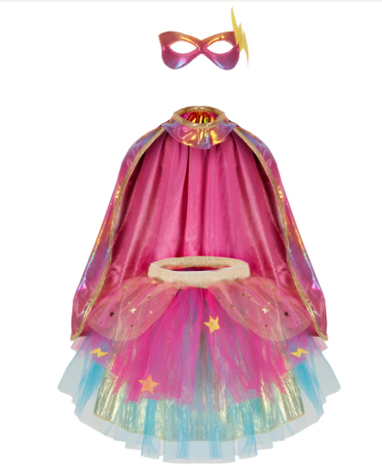 SUPER DUPER TUTU, CAPE & MASK - PINK AND GOLD