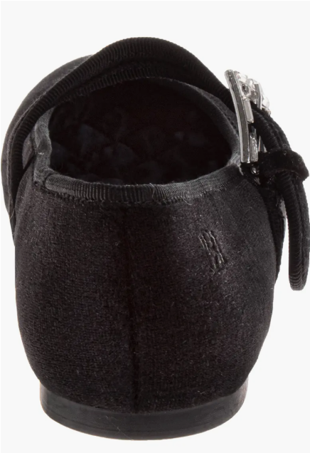 BADGLEY MISHKAS GIRLS VELVET BALLERINAS-BLACK
