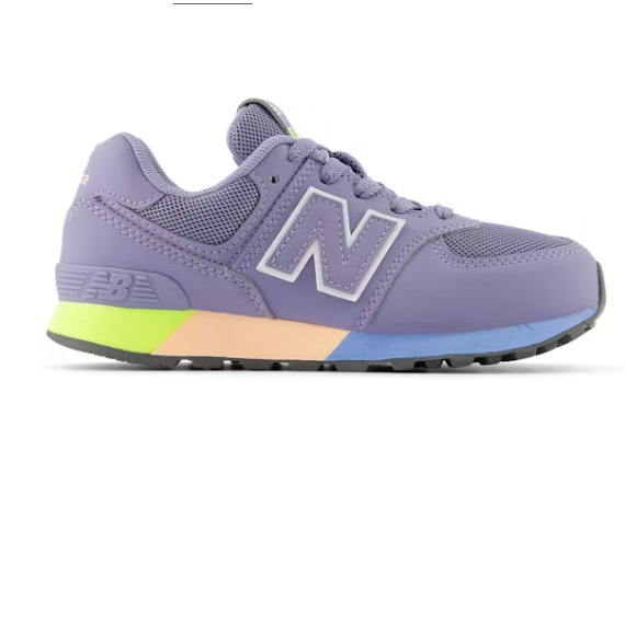 NEW BALANCE GIRLS 574-PURPLE/YELLOW