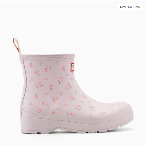WOMENS HUNTER X LOVESHACKFANCY SHORT RAIN BOOT-DITSY PINK FLORAL