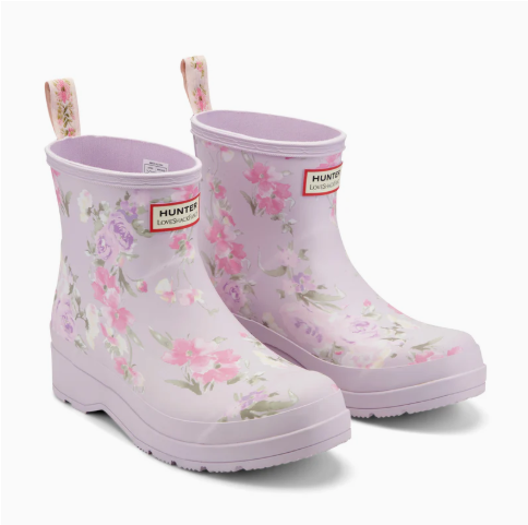 WOMENS HUNTER X LOVESHACKFANCY SHORT RAIN BOOT-LAVENDER FLORAL PRINT