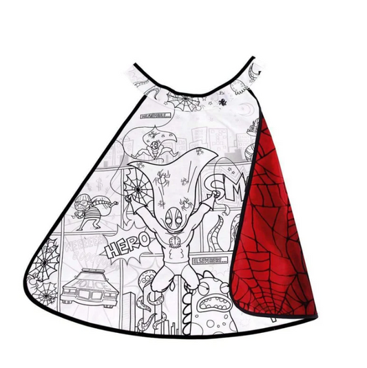COLOUR-A-CAPE REVERSIBLE SPIDER SUPERHERO - SIZE 4-7