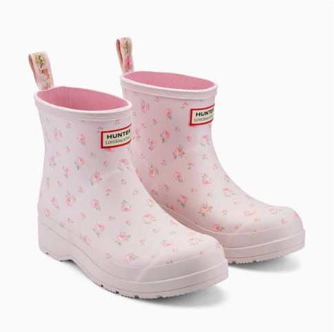 WOMENS HUNTER X LOVESHACKFANCY SHORT RAIN BOOT-DITSY PINK FLORAL