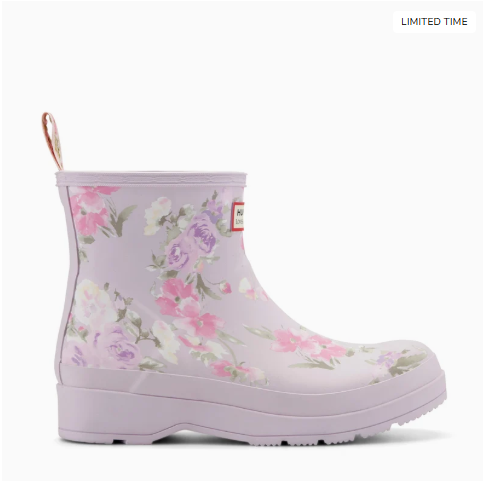 WOMENS HUNTER X LOVESHACKFANCY SHORT RAIN BOOT-LAVENDER FLORAL PRINT
