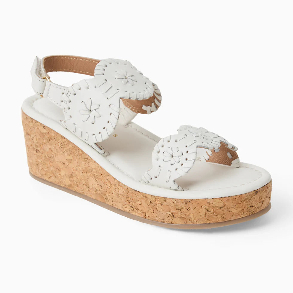 JACK ROGERS GIRLS LAUREN HIGH WEDGE-WHITE