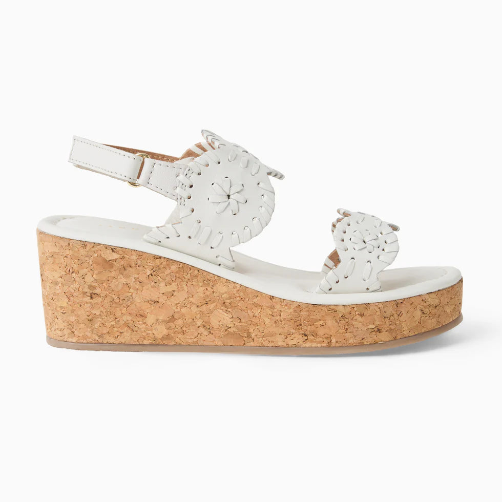 JACK ROGERS GIRLS LAUREN HIGH WEDGE-WHITE