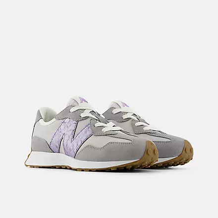 NEW BALANCE BIG GIRLS 327-GREY MATTER/CANDIED VIOLET