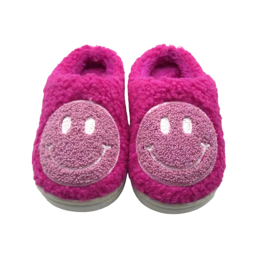 SMILEY FACE SLIPPERS - FUSCHIA