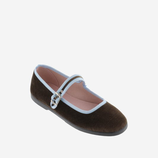 VICTORIA WOMENS VELVET BALLET FLAT-MARRON