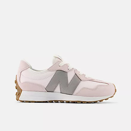 NEW BALANCE GIRLS 327-PINK SALT/SILVER METALLIC