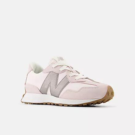 NEW BALANCE GIRLS 327-PINK SALT/SILVER METALLIC