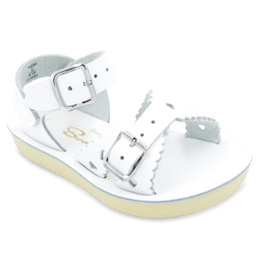 The Sun San® Sea Wee is made only in the smallest baby sizes. We have added flex over the toe making this little sandal a perfect starter pair for your tiny adventurer. A lightweight, cushioned urethane sole, rust-proof brass buckles, and scuff-resistant water friendly genuine leather make these sandals ideal for in-and-out of water wear. The Sea Wee is one of our best-selling baby sandals. Both boys and girls can wear these with anything and look great.